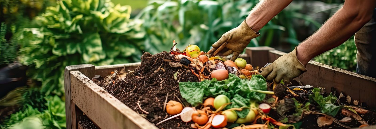 gardener tending to compost banner image