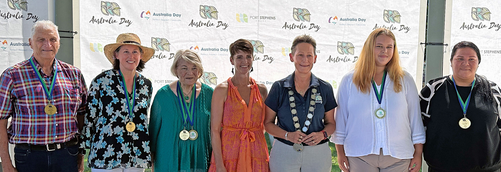 Pictured: Mayor Leah Anderson and with the 2025 Annual Award recipients. From left to right: Nigel Dique - Cultural Endeavour Award, Betsy Hussin - Enivronmental Award, Judy Washington - Freeman of the Year and Citizen of the Year, Minister Kate Washington, Mayor Leah Anderson, Maddie Lilley - Young Citizen of the Year, Pearl Manton - Sportsperson of the Year.